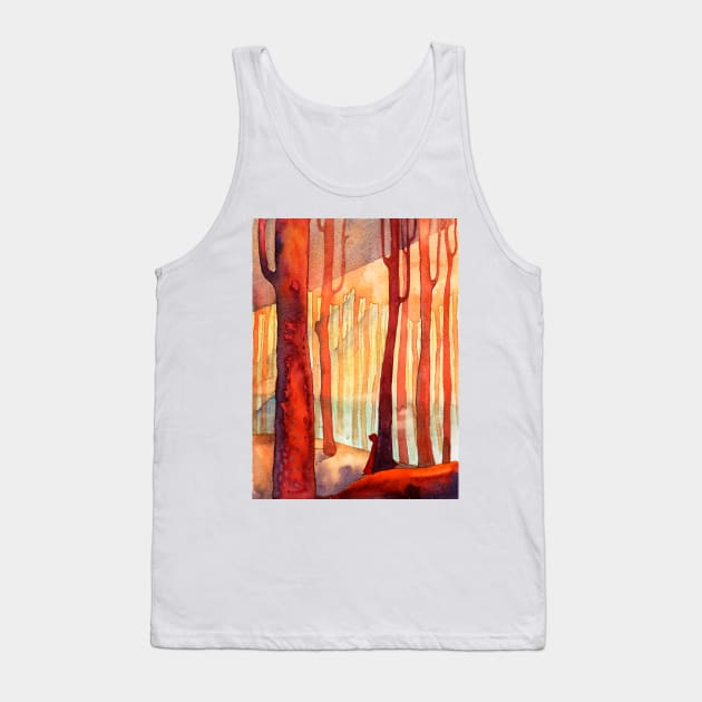 Red forest, sunset Tank Top by Olga Berlet